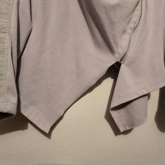 Blank NYC Moto Jacket Womens SM Taupe Zip Front Faux Vegan Leather Asymmetrical - Picture 2 of 9